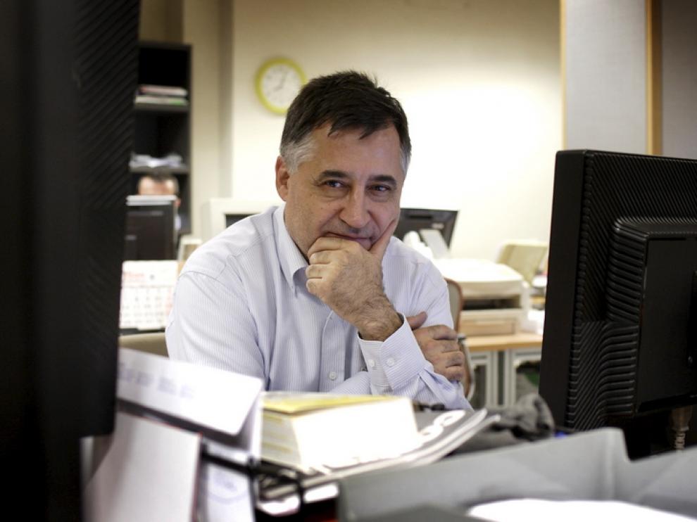 El fotoperiodista Gervasio Sánchez, en la redacción de HERALDO DE ARAGÓN.