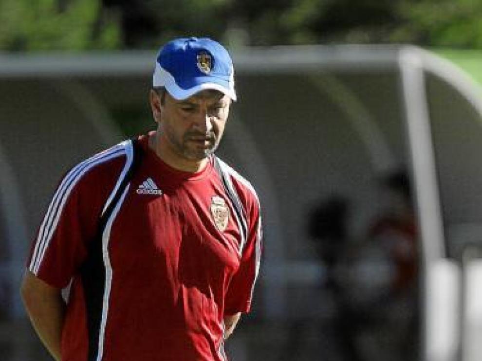 Nayim, en un entrenamiento en tierras sorianas.
