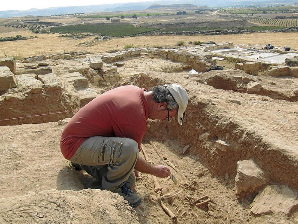 Aparecen restos humanos del siglo IV en las excavaciones de un yacimiento de Alcañiz