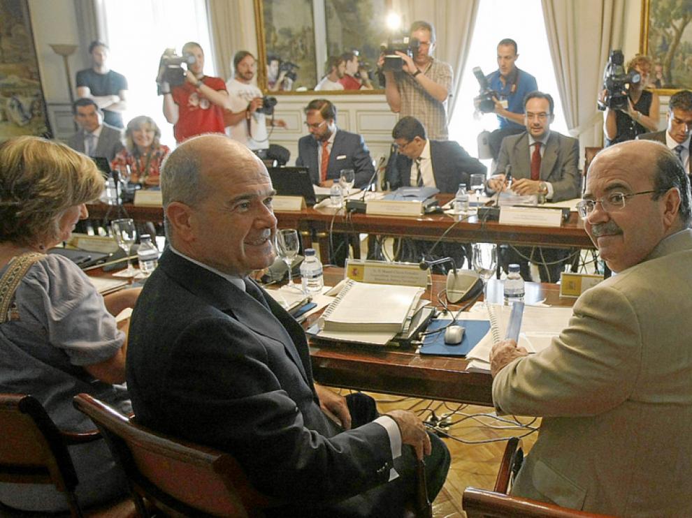 Manuel Chaves y Gaspar Zarrías en la reunión sobre casos de transfuguismo
