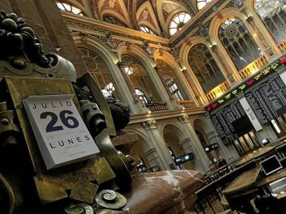Imagen de este lunes de la Bolsa de Madrid.