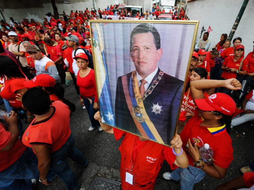 SImpatizantes chavistas en un acto de apoyo al presidente venezolano
