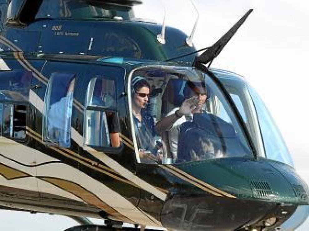 Rafa Nadal, volando ayer en helicóptero.