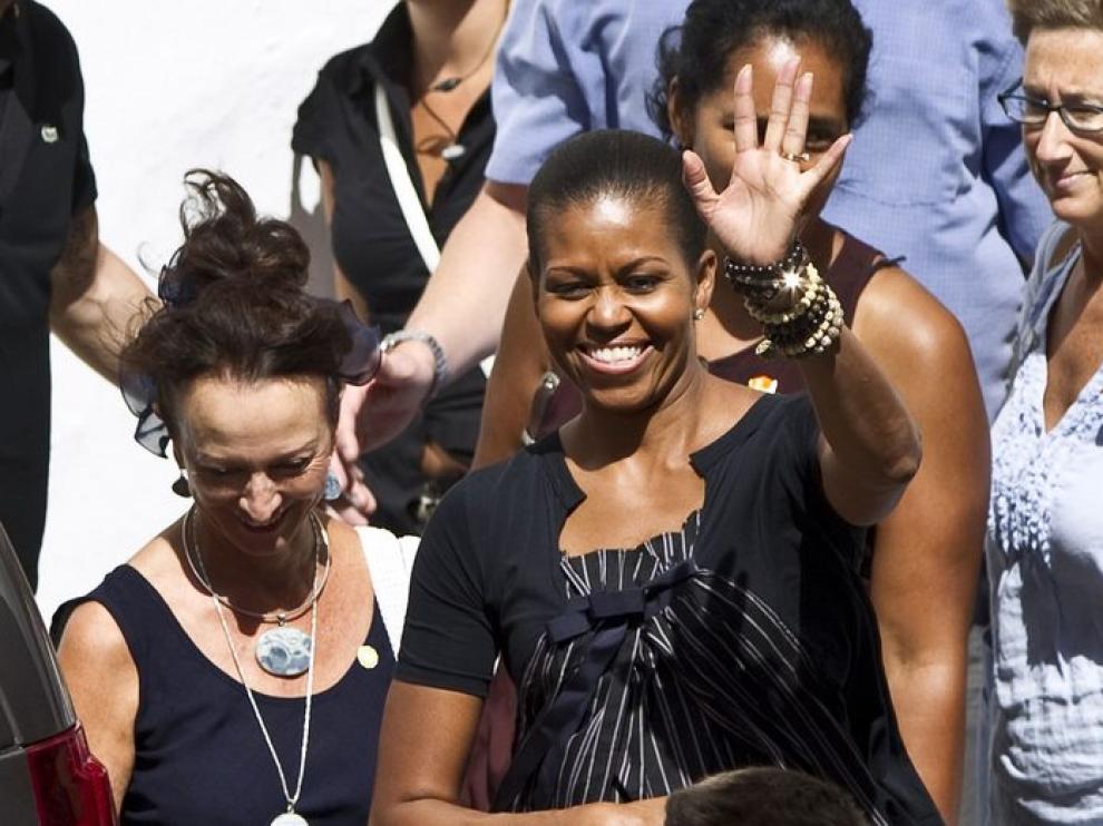 Michelle Obama en su llegada a Ronda en el 2010