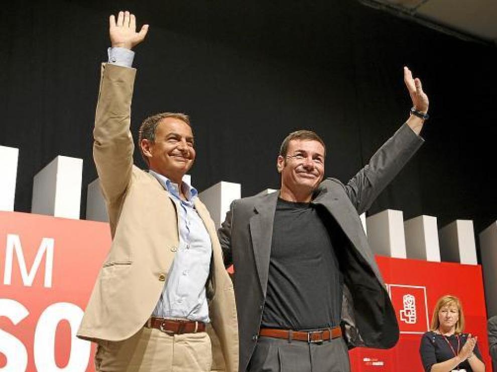 Rodríguez Zapatero y Tomás Gómez en 2008, cuando este fue reelegido líder del PSOE madrileño.