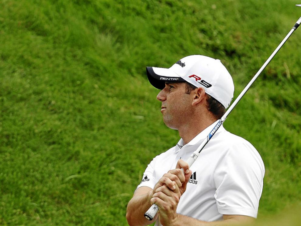 Sergio García en un entrenamieno en el Straits Course de Whistling.