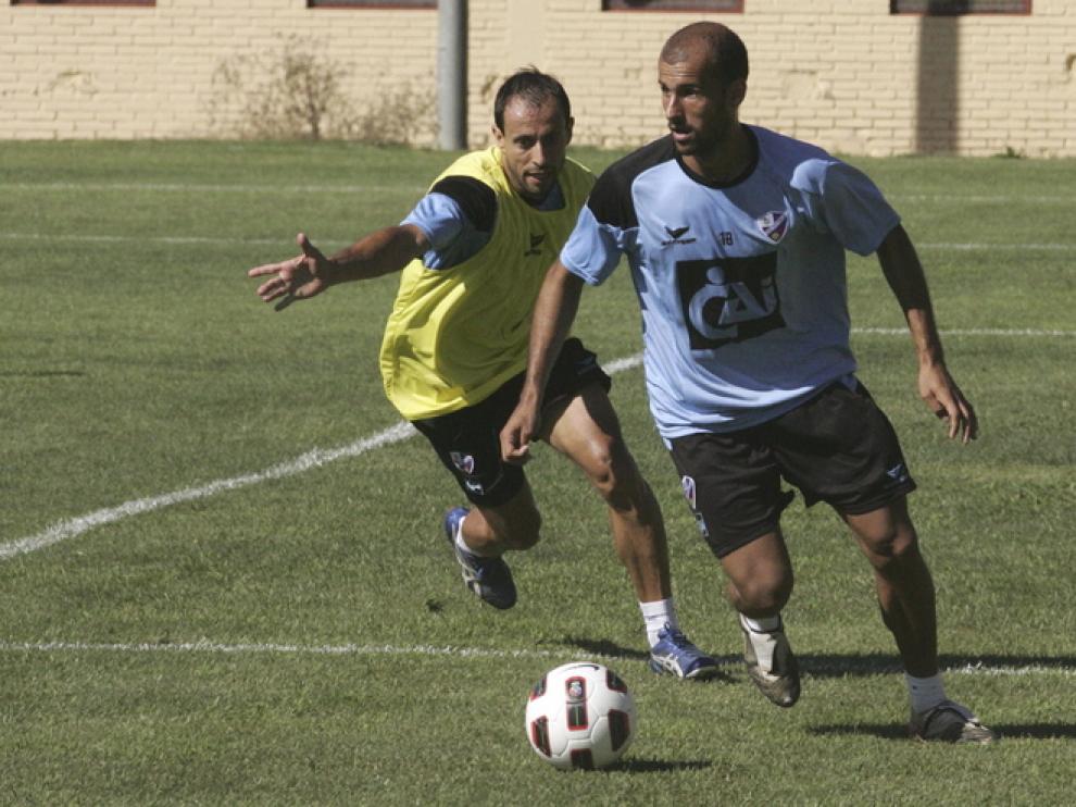 Uno de los últimos entrenamientos del Huesca