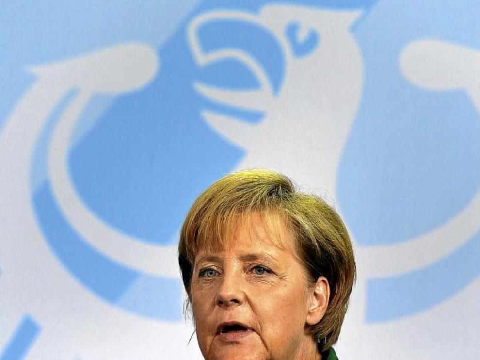 La canciller alemana, Angela Merkel, ayer en la sede del gobierno alemán, en Berlín.