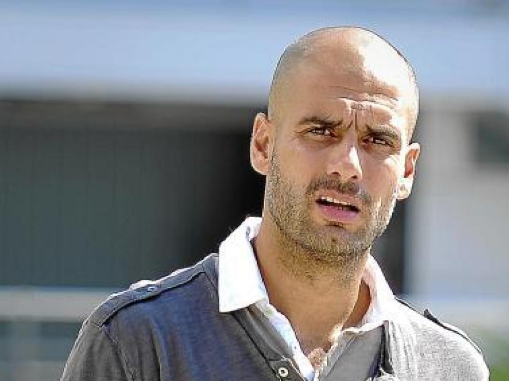 Guardiola, momentos antes de la rueda de prensa ofrecida ayer.