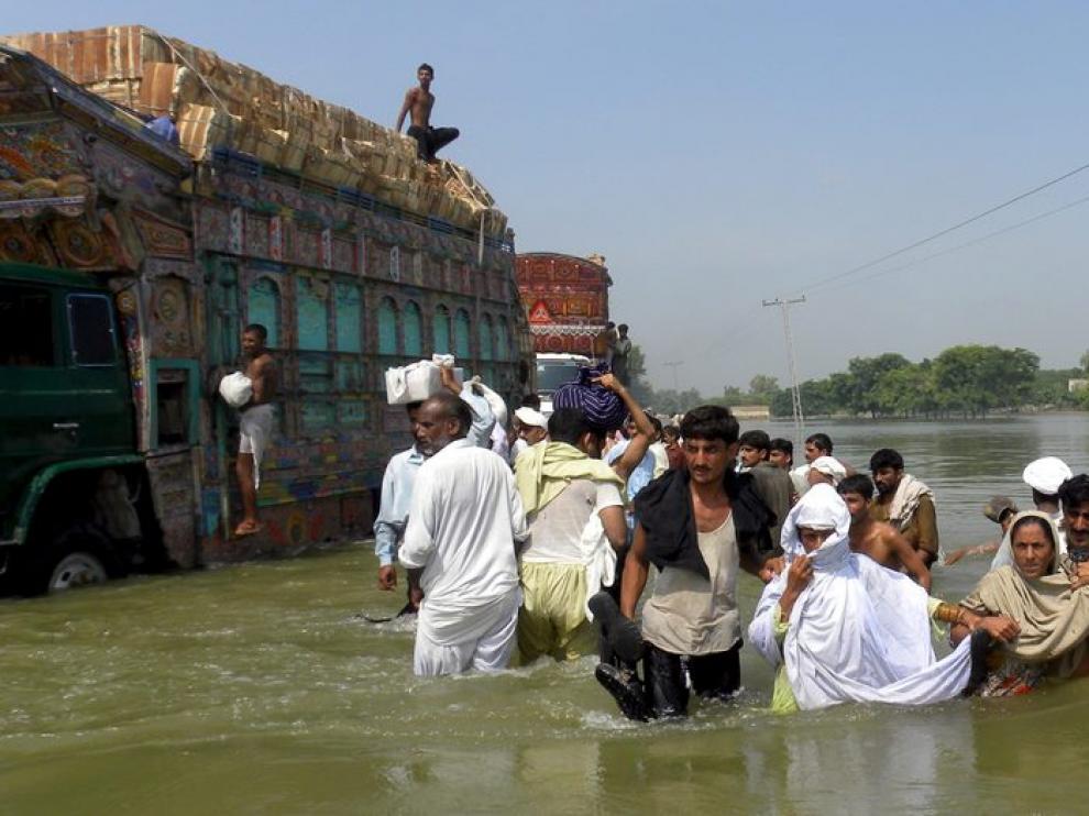 Damnificados por las lluvias en Pakistán