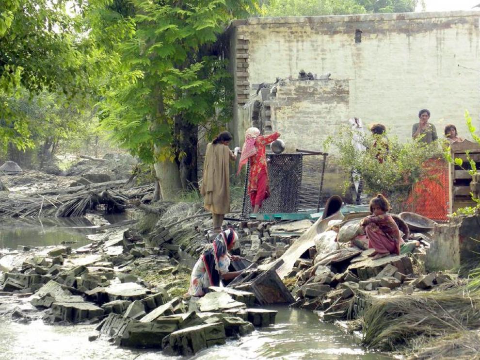 Damnificados por las lluvias en Pakistán