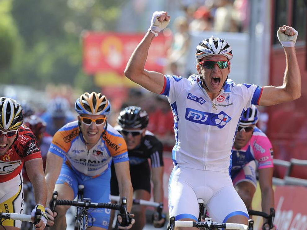 El bielorruso celebra su victoria en la Vuelta