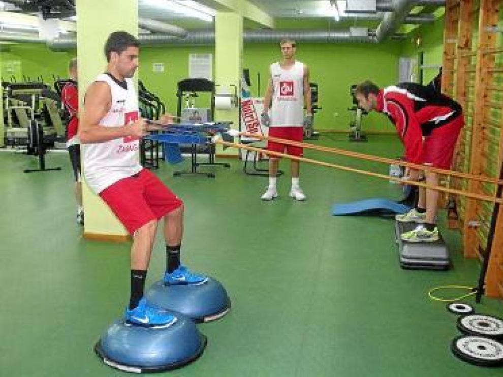 Riera, ejercitándose en el gimnasio.