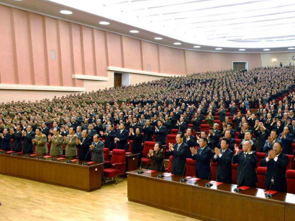 Reunión del Partido de los Trabajadores norcoreano, en la que se ha confirmado a Kim Jong-Un como sucesor al poder
