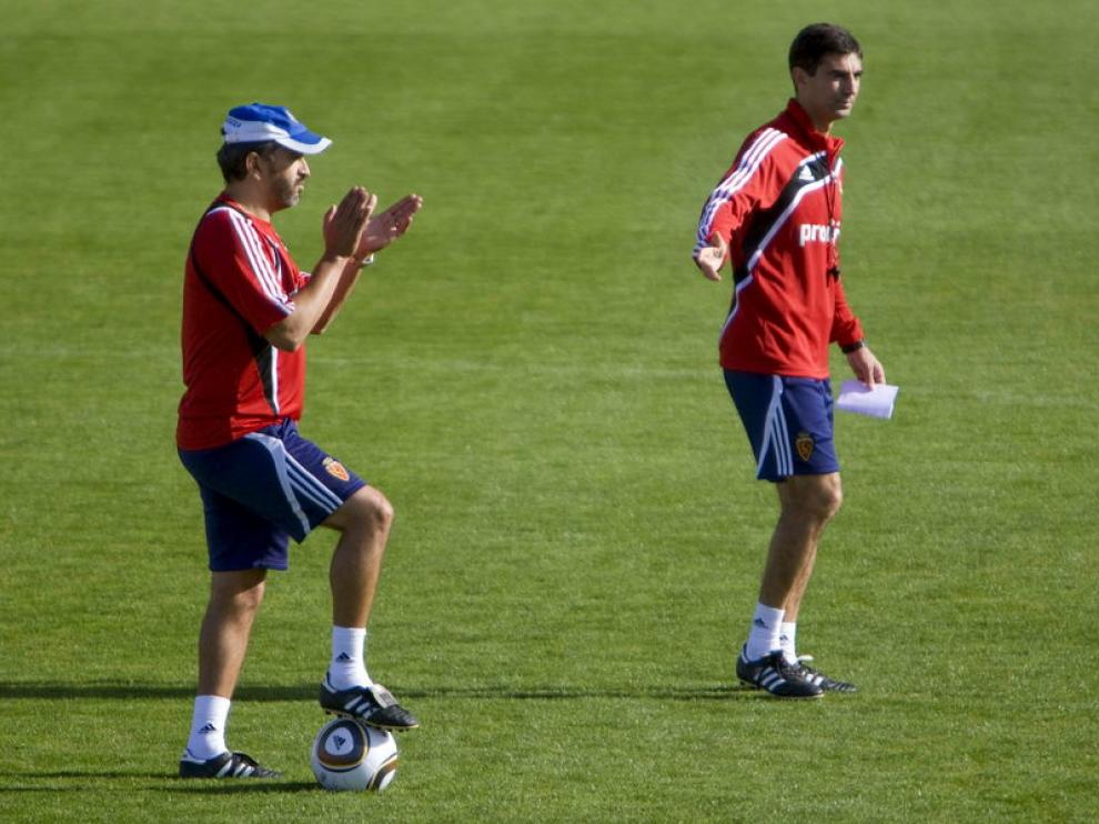 Gay y Nayim, en el entrenamiento de esta mañana