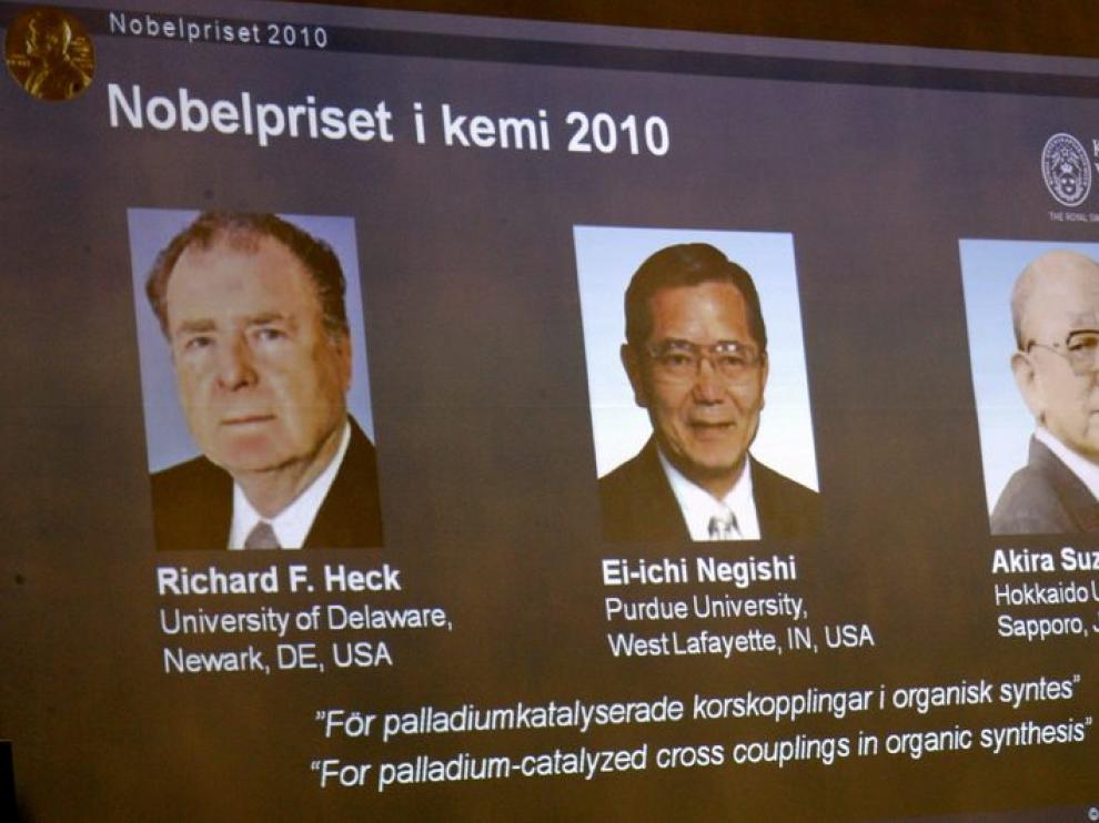 Retratos de los ganadores del Nobel de Química 2010