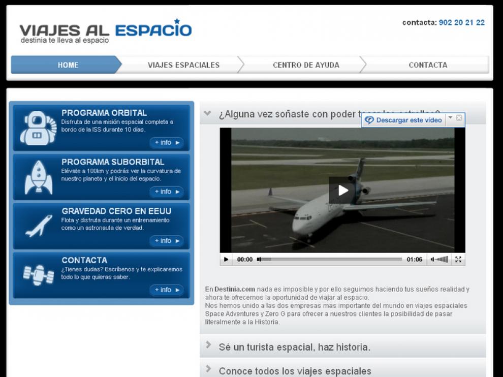 La web para la reserva de billetes