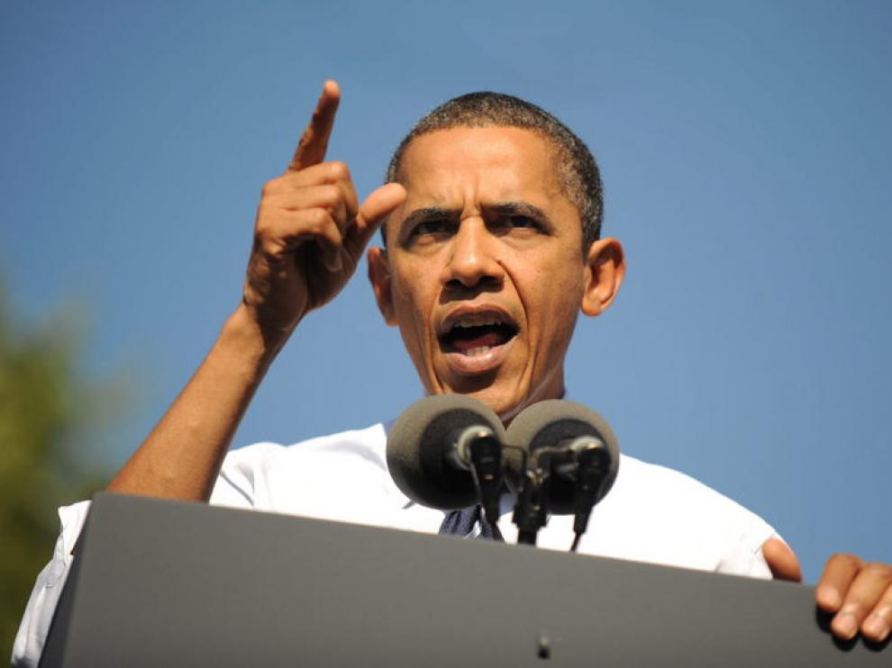 Obama pronuncia un discurso.
