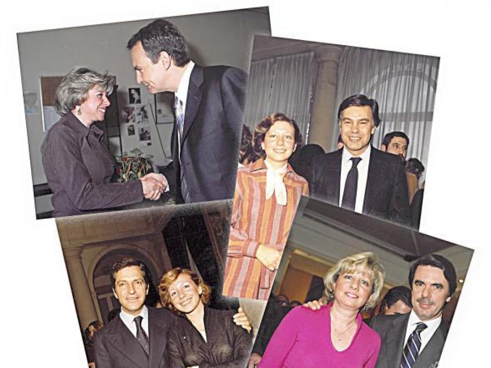 López de Celis con los presidentes Rodríguez Zapatero, Felipe González, Adolfo Suárez y José María Aznar.