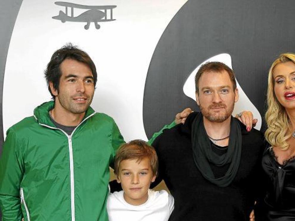 Christian Molina, Fergus Riordan, Ben Temple y Valeria Marini, ayer, en el Festival de Sitges.