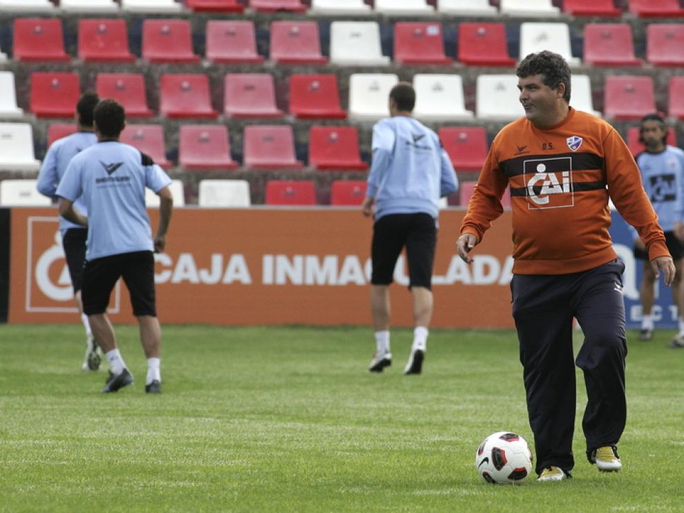 Onésimo, durante el entrenamiento.