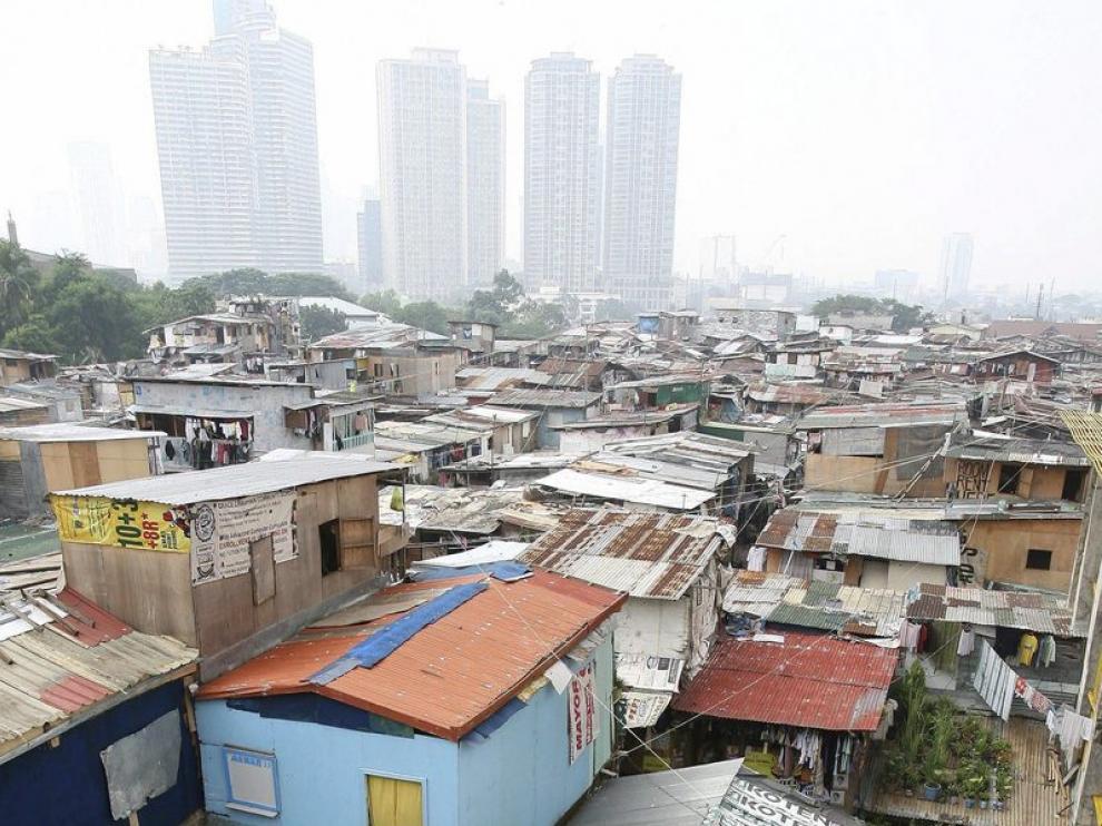 Un barrio de chabolas en Manila