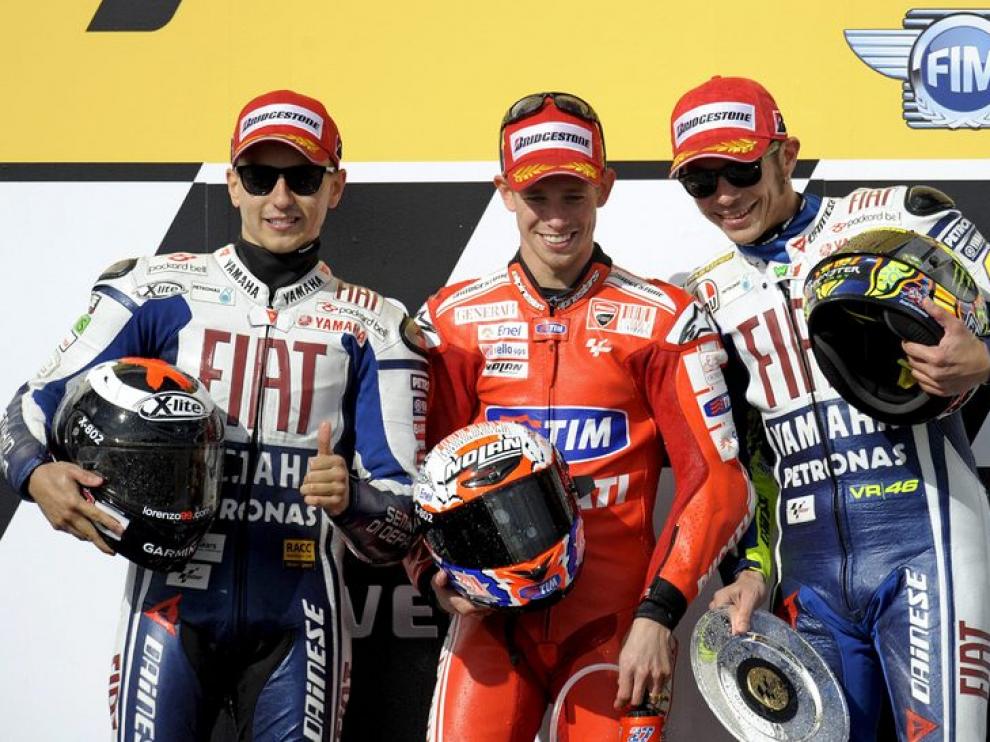 Lorenzo, Stoner y Rossi