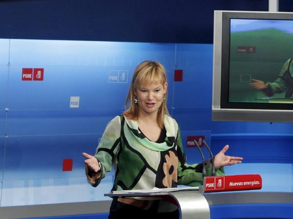 Leire Pajín en rueda de prensa.