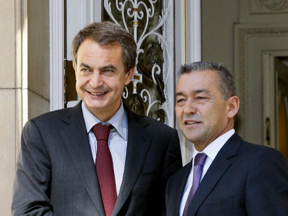 Paulino Rivero y Zapatero, juntos en La Moncloa esta mañana