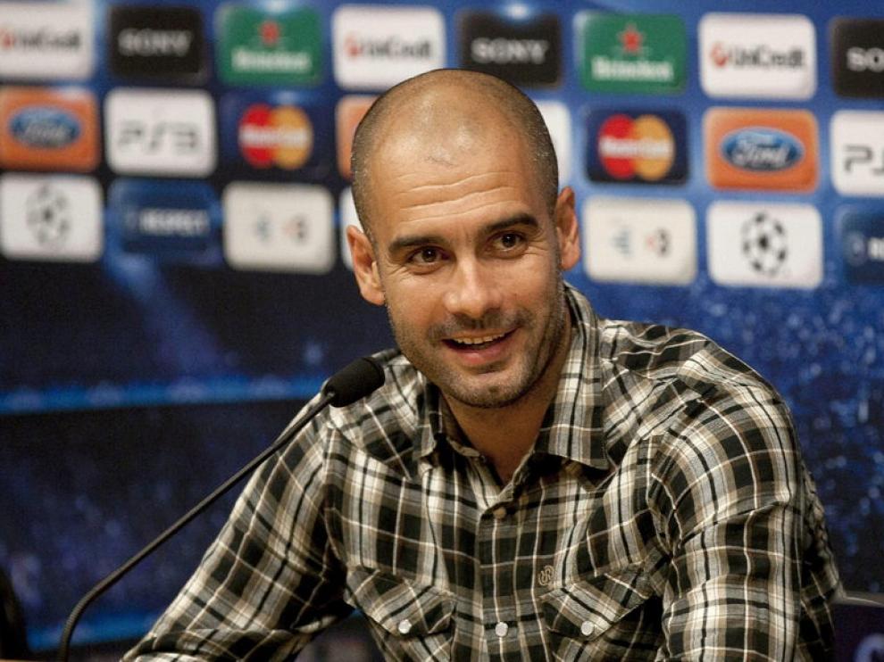Guardiola en rueda de prensa.