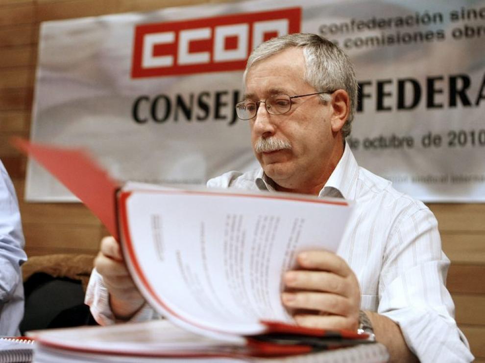 Fernández Toxo durante la reunión del Consejo Confederal de CC. OO.