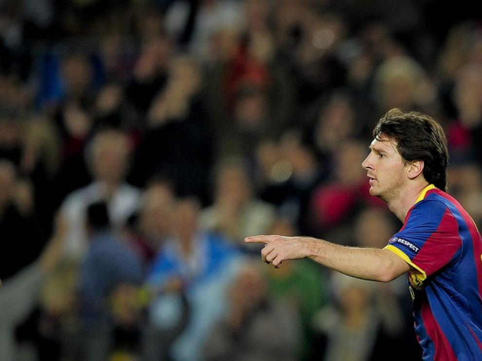 Messi celebra uno de sus dos goles.