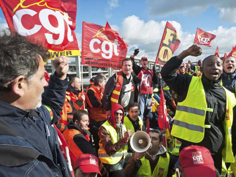 Un grupo de manifestantes franceses