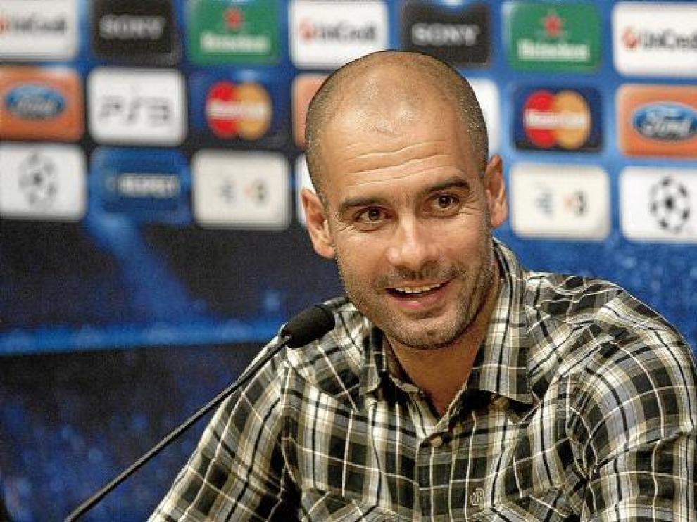 Pep Guardiola, entrenador del Barcelona, durante una rueda de prensa.