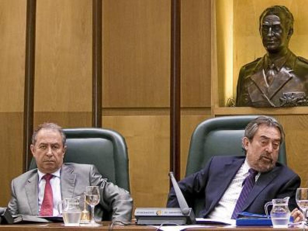 De izquierda a derecha, Fernando Gimeno, Juan Alberto Belloch, Carlos Pérez y Manuel Blasco.