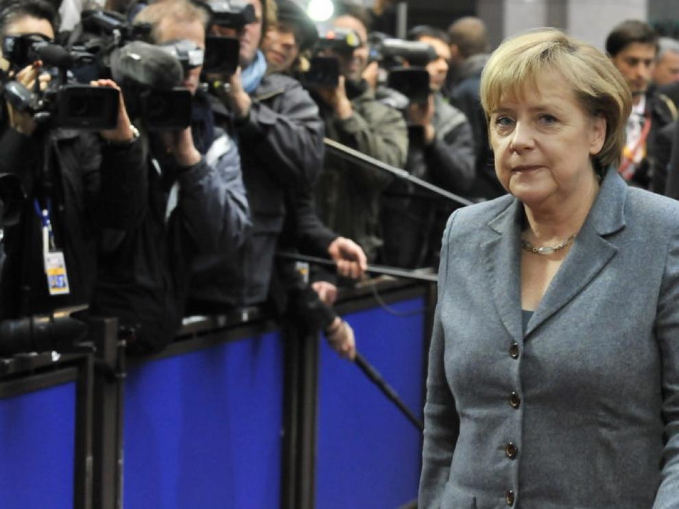 La presidenta alemana, a su llegada a la cumbre europea
