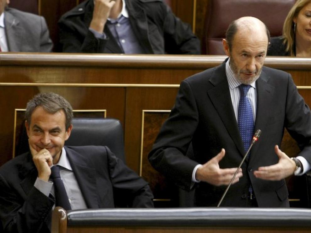 El vicepresidente primero del Gobierno, Alfredo Pérez Rubalcaba, ayer en el congreso de los diputados