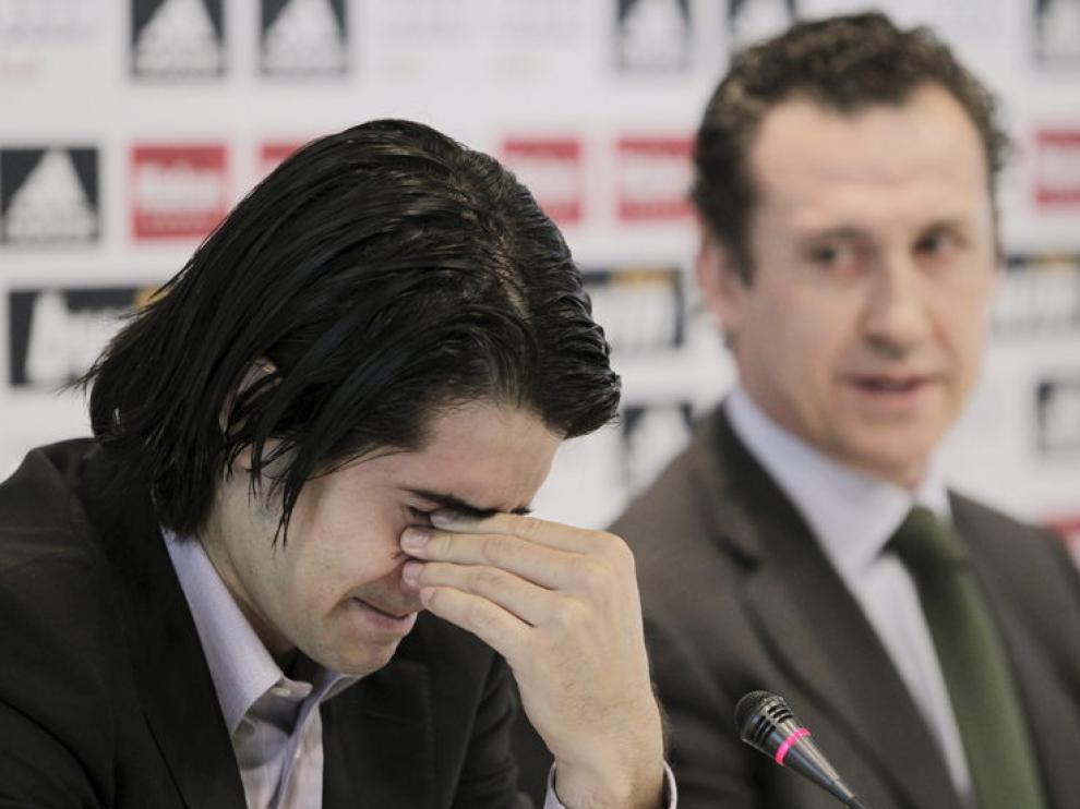 De la Red, durante la rueda de prensa con Jorge Valdano