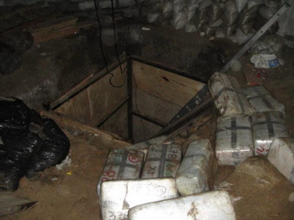 La entrada del túnel en el que se escondía la mercancía
