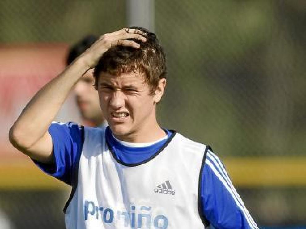 Ander Herrera, ayer en el entrenamiento del Real Zaragoza.