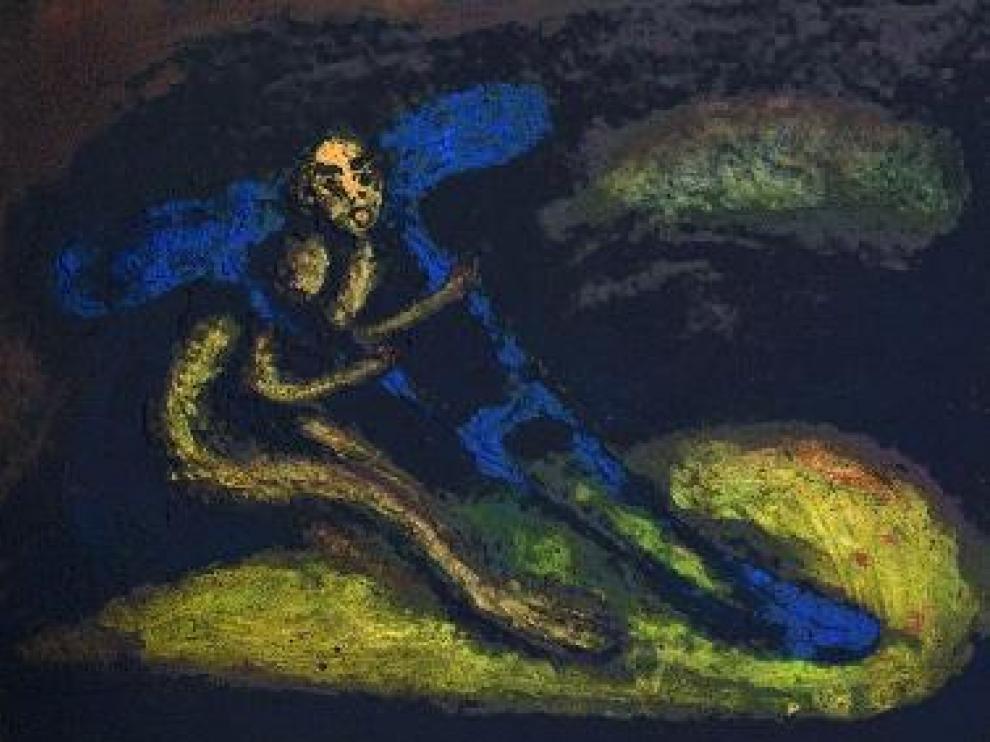 Lienzo de Mira 'Las heridas del filósofo' (1987), técnica mixta.