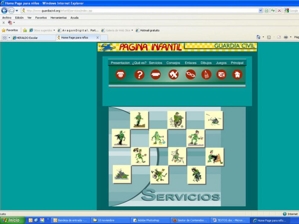 Página web infantil de la Guardia Civil