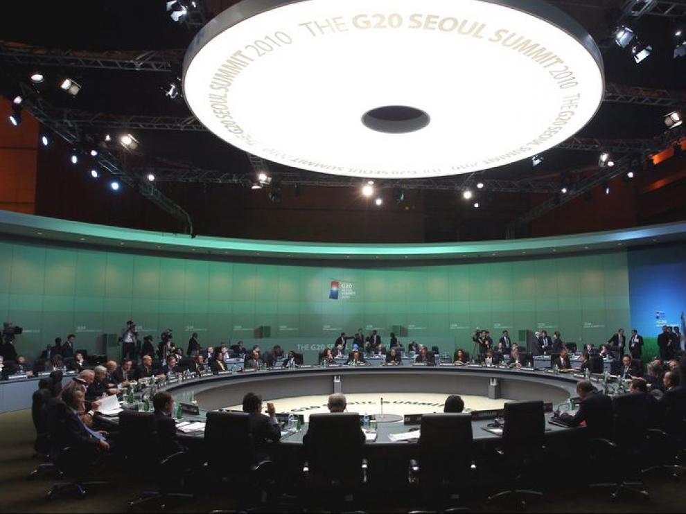 Plano general de la sala donde se reúnen los miembros del G-20