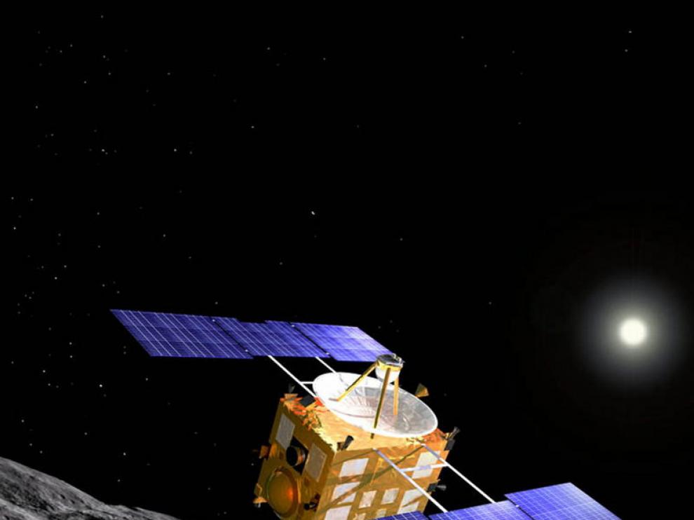 Rrecreación del asteroide 'Itokawa' y la nave 'Hayabusa'