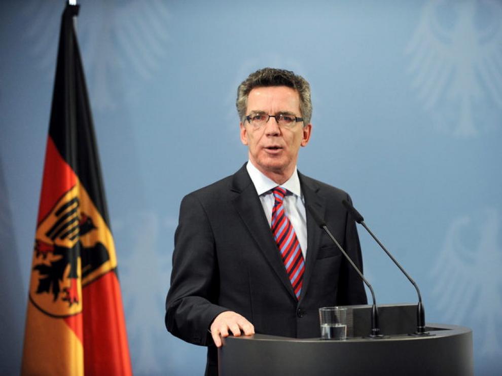 El ministro de Interior de Alemania, Thomas de Mazière, durante la rueda de prensa de hoy en Berlín