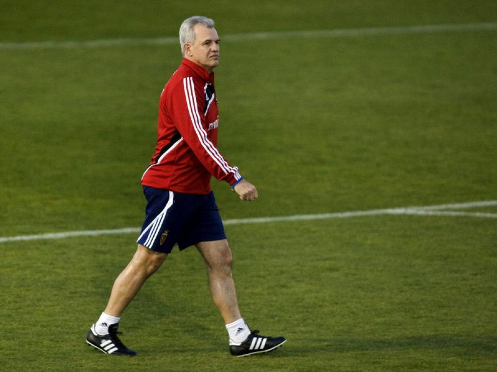 Aguirre en su primer entrenamiento.