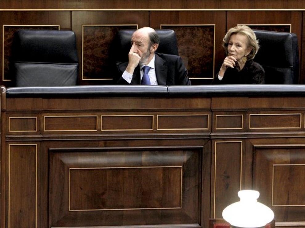Rubalcaba, Salgado y Chaves, durante el pleno