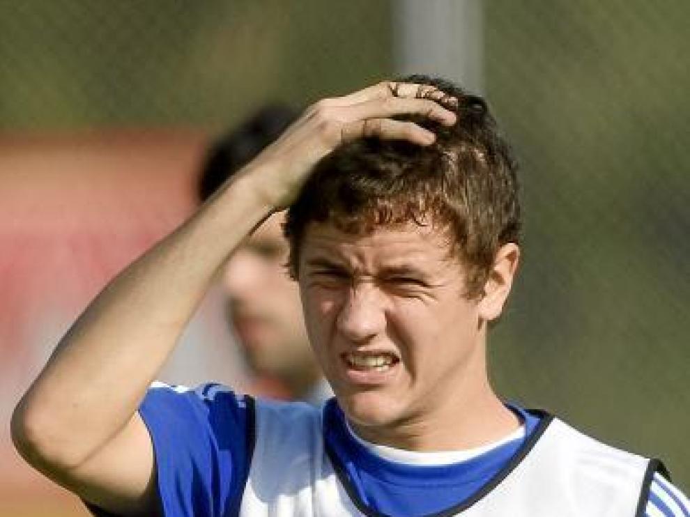 Ander Herrera, en un entrenamiento del Zaragoza.