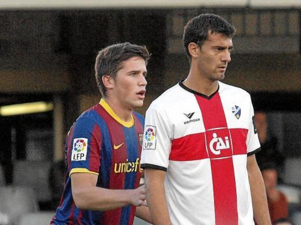 Roberto, en el partido jugado contra el Barcelona en el Mini Estadi.