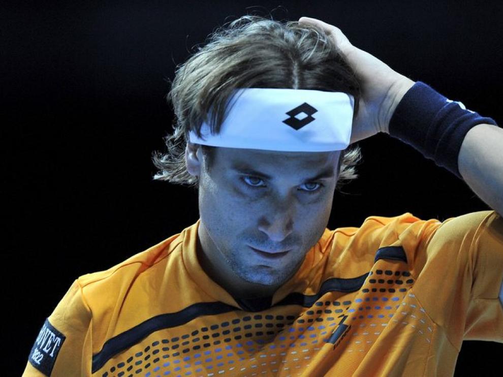 Ferrer se lamenta durante el partido.